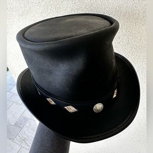 Voodoo Topper leather black top hat women’s great costume hat Halloween
